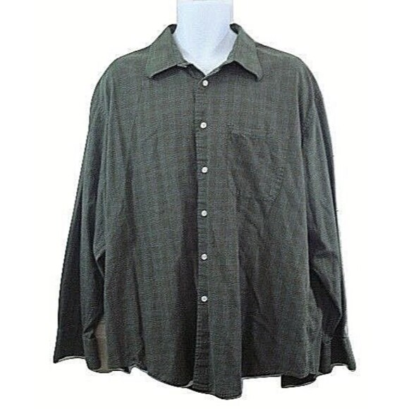 Izod Button Front Shirt Long Sleeve Green Mens Size 2XL - Picture 1 of 4